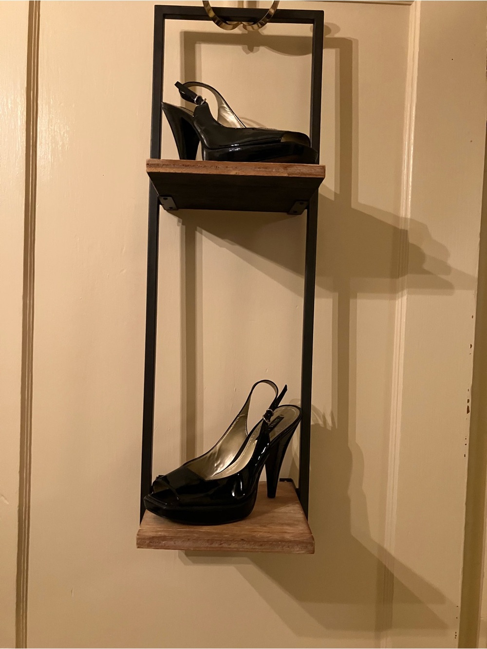 Nine West Black Patent Slingback Platform Heels
